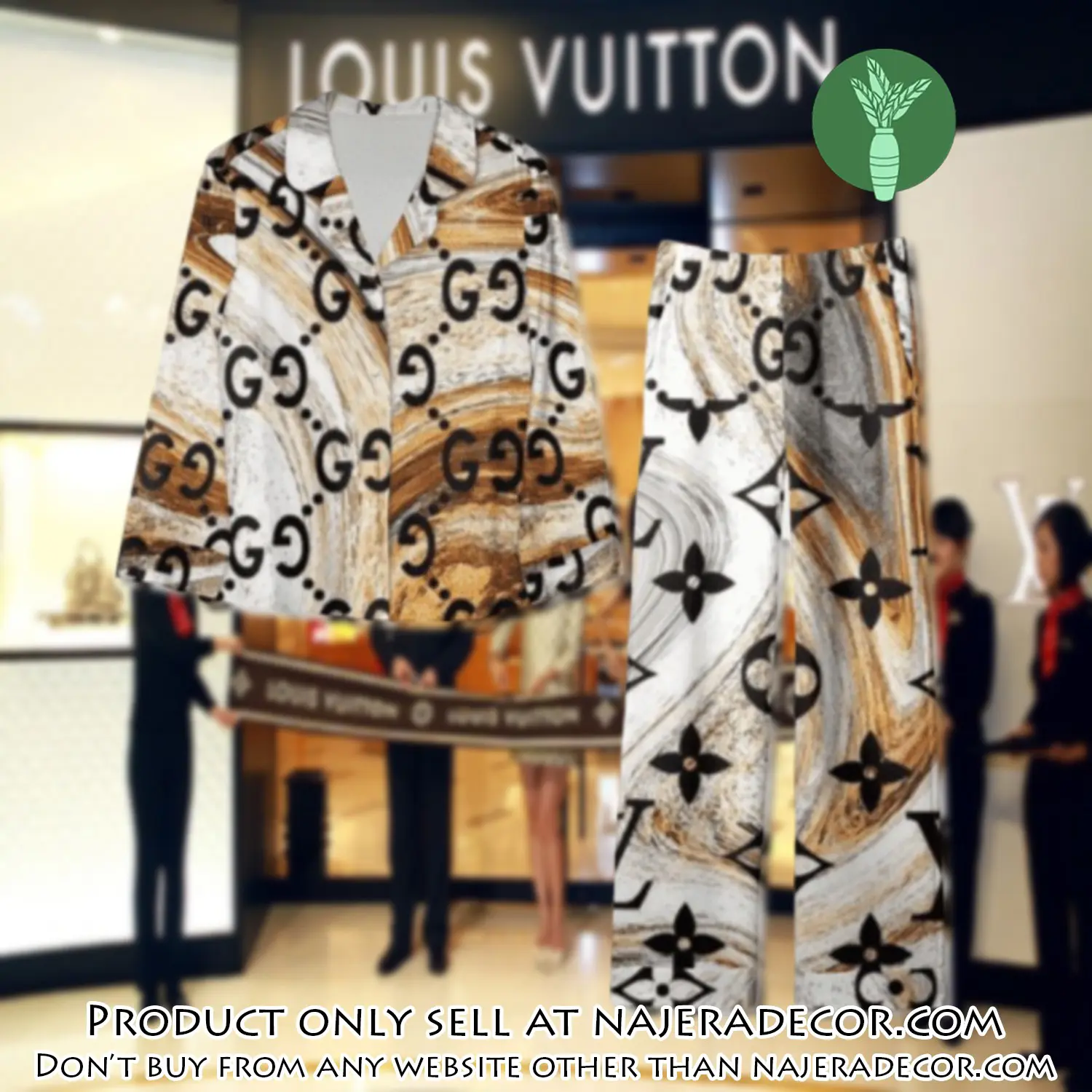 Trending luxury lv satin pajama set pjs1071 njr3757110